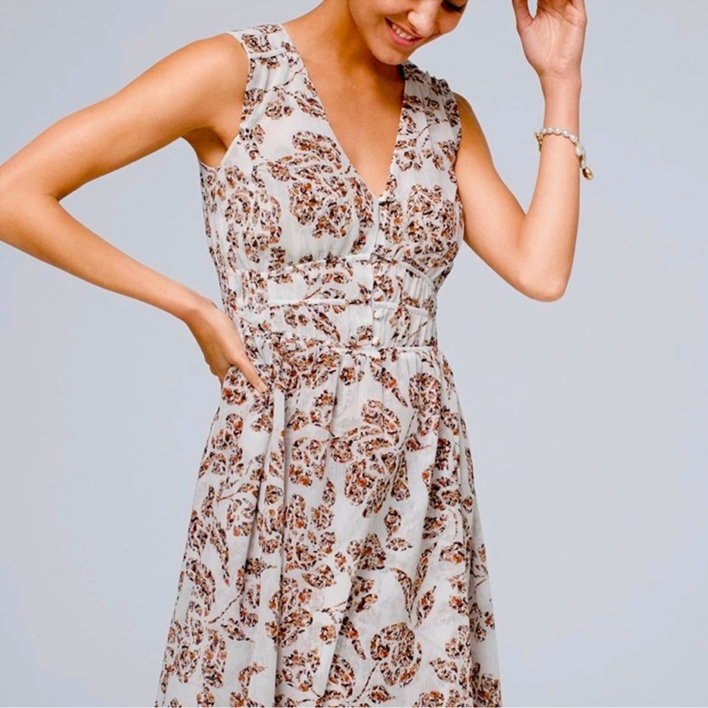 Whbm Sleeveless, Double-Layered, Semi-Sheer Romantic Midi-Dress, Size Small